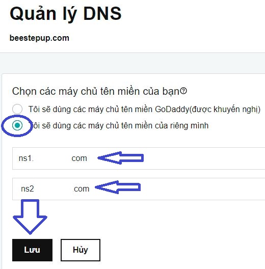 hướng dẫn thay đổi DNS godaddy trỏ tên miền sang hosting khác